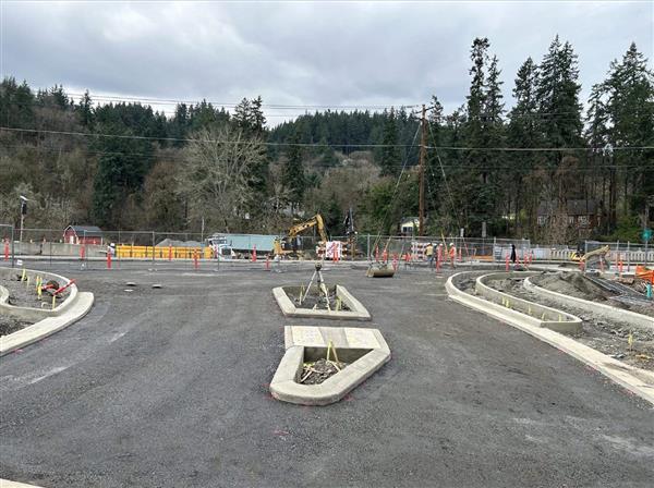street construction on the roundabout